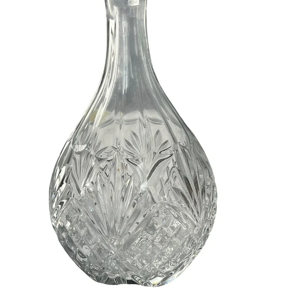 Cut‎ Crystal Wine Liquor Decanter with Flame Stopper Clear Glass 12.5